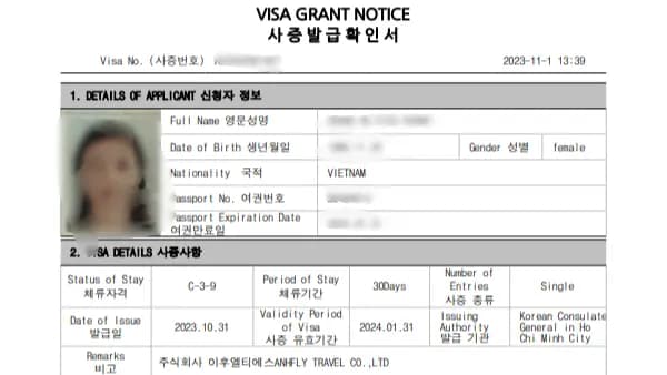 Kết quả Visa Hàn Quốc do Visa Viettin hỗ trợ