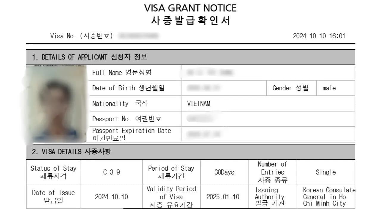 Kết quả Visa Hàn Quốc do Visa Viettin hỗ trợ