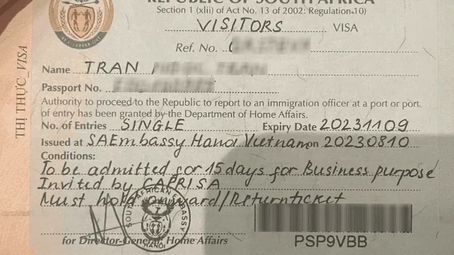 Kết quả Visa Nam Phi do Visa Viettin hỗ trợ
